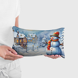 Подушка-антистресс Новогодний снеговик с шарфом, цвет: 3D-принт — фото 2