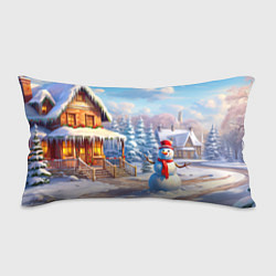 Подушка-антистресс Новогодняя деревня и снеговик, цвет: 3D-принт