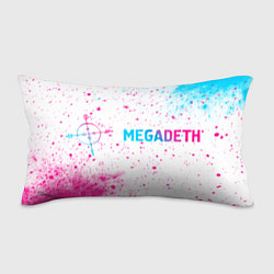 Подушка-антистресс Megadeth neon gradient style по-горизонтали, цвет: 3D-принт