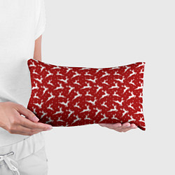 Подушка-антистресс Красный паттерн с новогодними оленями, цвет: 3D-принт — фото 2