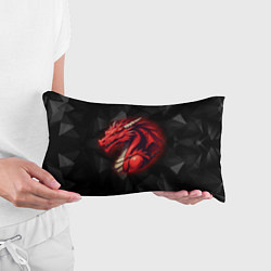 Подушка-антистресс Красный дракон на полигональном черном фоне, цвет: 3D-принт — фото 2