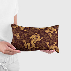 Подушка-антистресс Черно-золотая гравюра дракона, цвет: 3D-принт — фото 2