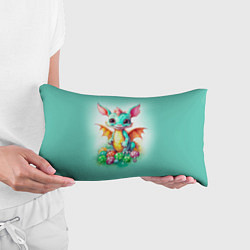 Подушка-антистресс Зеленый дракончик с новогодними игрушками, цвет: 3D-принт — фото 2
