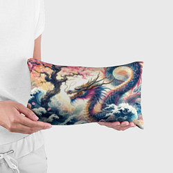 Подушка-антистресс Japanese dragon and sakura - engraving, цвет: 3D-принт — фото 2