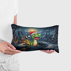 Подушка-антистресс Зеленый дракон на новогоднем фоне, цвет: 3D-принт — фото 2
