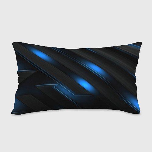 Подушка-антистресс Синий неоновый яркий свет на черном абстрактном фо / 3D-принт – фото 2