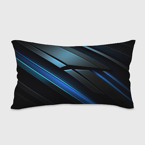 Подушка-антистресс Черная абстракция с синим неоновым ярким свечением / 3D-принт – фото 2