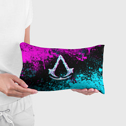 Подушка-антистресс Ассасин крид мираж- неоновые брызги, цвет: 3D-принт — фото 2