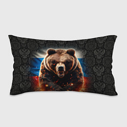 Подушка-антистресс Русский медведь на фоне флага и огня
