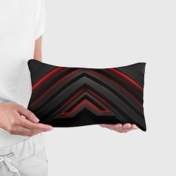 Подушка-антистресс Красные яркие неоновые полосы на черной абстракции, цвет: 3D-принт — фото 2