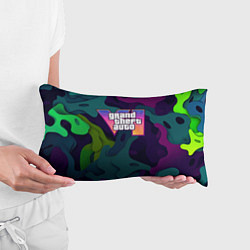 Подушка-антистресс GTA 6 logo яркий неоновый камуфляжный стиль, цвет: 3D-принт — фото 2