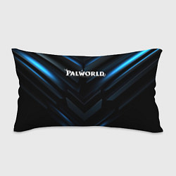 Подушка-антистресс Palworld logo blue neon abstract black, цвет: 3D-принт