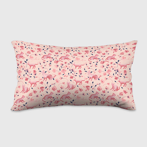 Подушка-антистресс Розовый паттерн с цветами и котиками / 3D-принт – фото 2