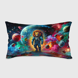 Подушка-антистресс Лев космонавт в неоновом космическом пространстве