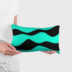 Подушка-антистресс Бирюзовый в чёрные волнистые полосы абстракция, цвет: 3D-принт — фото 2