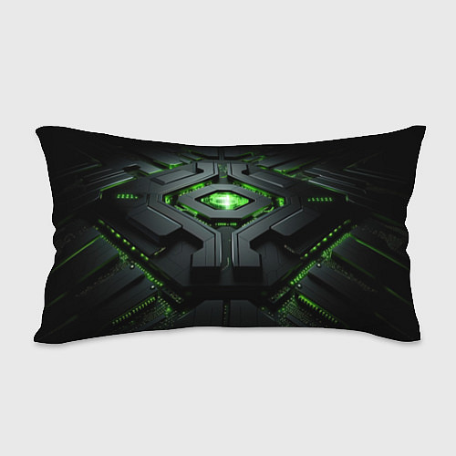 Подушка-антистресс Объемная абстрактная яркая зеленая фигура на черно / 3D-принт – фото 2