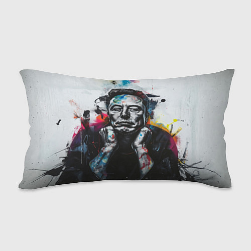 Подушка-антистресс Илон Маск граффити портрет на серой стене / 3D-принт – фото 2