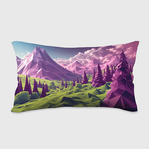 Подушка-антистресс Геометрический зеленый пейзаж и фиолетовые горы / 3D-принт – фото 2