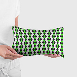 Подушка-антистресс Чёрные и зелёные ромбы на белом фоне, цвет: 3D-принт — фото 2