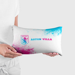 Подушка-антистресс Aston Villa neon gradient style по-горизонтали, цвет: 3D-принт — фото 2