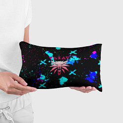 Подушка-антистресс Ведьмак неоновые краски лого, цвет: 3D-принт — фото 2