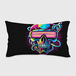 Подушка-антистресс Cyber skull - ai art neon, цвет: 3D-принт