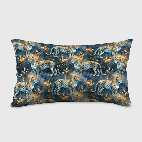 Подушка-антистресс Леопард и золотые капли на синем фоне / 3D-принт – фото 2