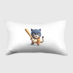 Подушка-антистресс Прикольный котёнок с бейсбольной битой и в балакла