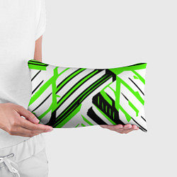 Подушка-антистресс Чёрно-зелёные полосы на белом фоне, цвет: 3D-принт — фото 2