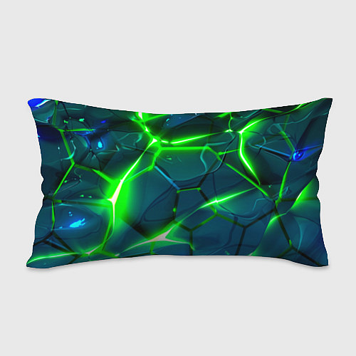 Подушка-антистресс Неоновые яркие зеленые разломленные плиты со свето / 3D-принт – фото 2