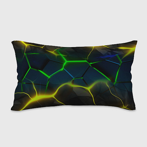 Подушка-антистресс Неоновые яркие зеленые плиты с желтым светом / 3D-принт – фото 2