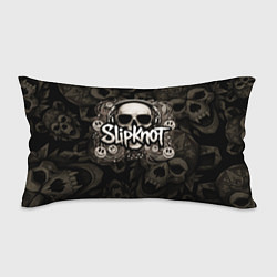 Подушка-антистресс Slipknot на фоне черепа в очках и наушниках, цвет: 3D-принт