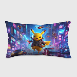 Подушка-антистресс Кибер Пикачу в неоновом городе - нейросеть, цвет: 3D-принт