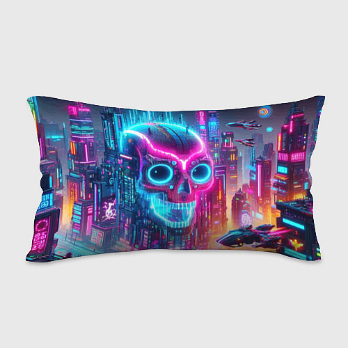 Подушка-антистресс Neon skull in metropolis - future / 3D-принт – фото 2