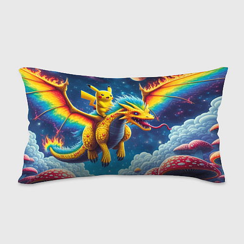 Подушка-антистресс Pikachu on a fabulous dragon - neon glow / 3D-принт – фото 2