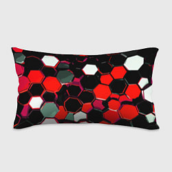 Подушка-антистресс Красно-белые шестиугольники на чёрном фоне