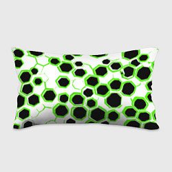 Подушка-антистресс Чёрно-зелёные шестиугольники на белом фоне