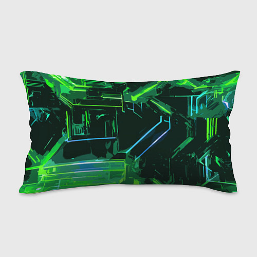 Подушка-антистресс Зелёно-голубые полосы на чёрном фоне / 3D-принт – фото 2