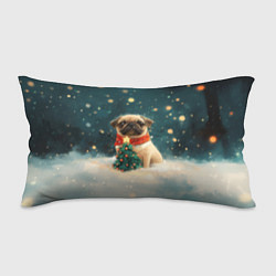 Подушка-антистресс Мопс и маленькая елочка