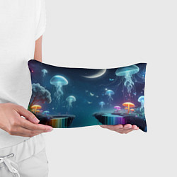Подушка-антистресс Неоновые медузы и грибы - нейроарт фантазия, цвет: 3D-принт — фото 2