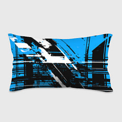 Подушка-антистресс Diagonal black and white stripes on a blue backgro