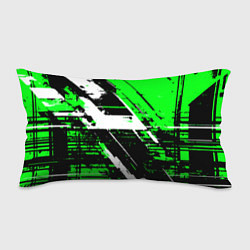 Подушка-антистресс Diagonal black and white stripes on a green backgr