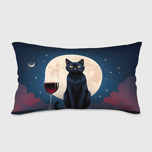 Подушка-антистресс Кот с вином под луной / 3D-принт – фото 2
