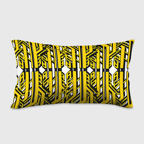 Подушка-антистресс Чёрно-жёлтые техно полосы на белом фоне / 3D-принт – фото 2