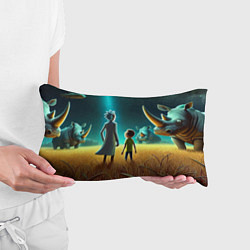 Подушка-антистресс Морти и Рик на планете носорогов - неоновое свечен, цвет: 3D-принт — фото 2