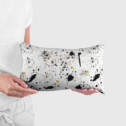 Подушка-антистресс Черные и золотистые пятна краски на белом фоне, цвет: 3D-принт — фото 2