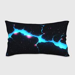 Подушка-антистресс Голубой разлом в черной текстуре, цвет: 3D-принт