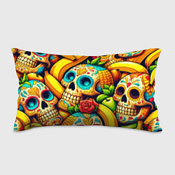 Подушка-антистресс Colorfull skulls and bananas - pop art pattern