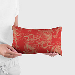Подушка-антистресс Золотые драконы на красном, цвет: 3D-принт — фото 2