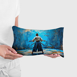 Подушка-антистресс Боец айкидо на синем, цвет: 3D-принт — фото 2